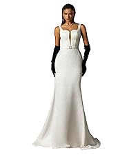 White Plunging Wedding Gown