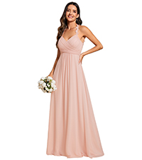 Ever-Pretty Women Sleeveless A-Line V-Neck Floral Spaghetti Strap Maxi Chiffon Bridesmaid Dresses