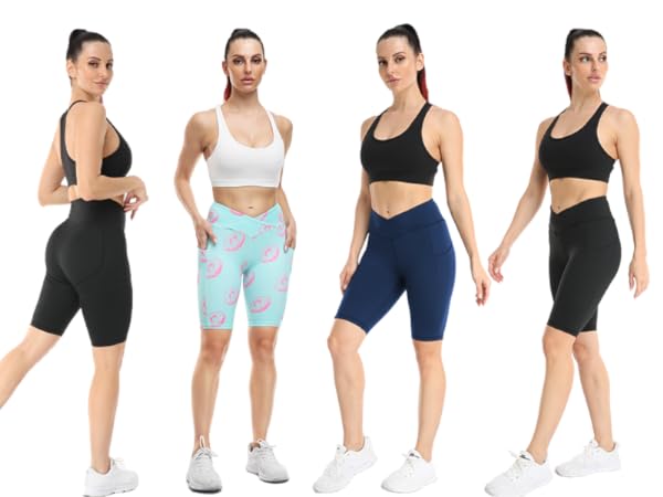 womens shorts tummy control workout short print high waisted bike compression biker shorts for women