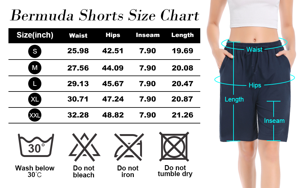 T623 Women''s Bermuda Shorts Size Chart