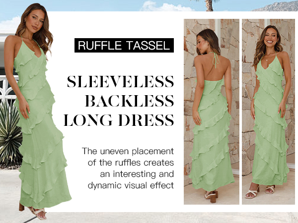 Sleeveless Backless Ruffle Tassel Party Club Dresses