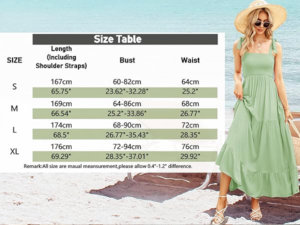 Women''s Summer Casual Maxi Dress Spaghetti Strap Square Neck Boho Beach Long Sun Dresses