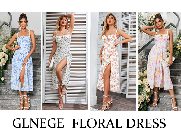 Floral Bohemian Dress Long Swing Flowy Dress