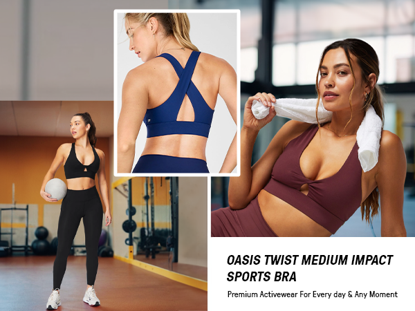 oasis twist medium impact sports bra