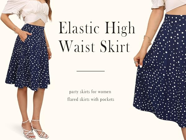 navy dot a line skirt casual knee length with pockets