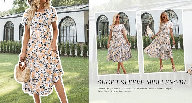 floral summer dresses for women with tiered hem