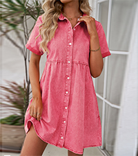 babydoll denim dress light pink