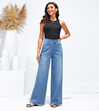 high waisted wide leg jeans for women cute denim pants baggy loose fit