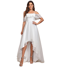 Ever-Pretty Wedding Dress Women''s A Line Off Shoulder High Low Spaghetti Straps Lace Bridal Dress 