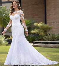 long sleeve mermaid wedding dresses for women lace applique