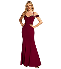 Ever-Pretty Women V Neck Off Shoulder Sequin Sleeves Mermaid Floor Length Maxi Evening Dresses