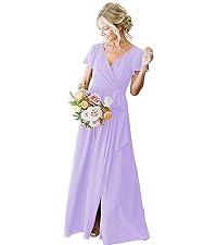 v neck pleated bridesmaid dresses