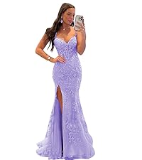 lace lavender prom dress