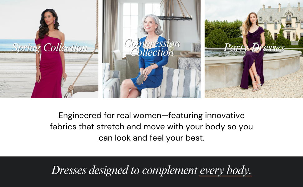 Alex Evenings: compression collection, party dresses, spring collection