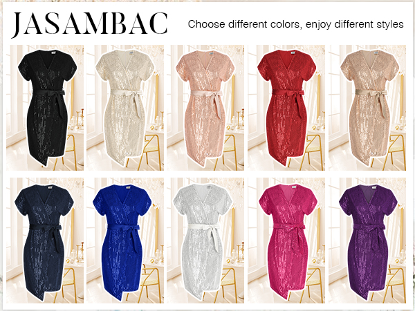 JASAMBAC Sparkly Cocktail Dresses for Women Evening Party Disco