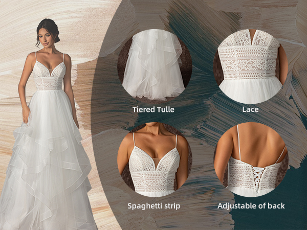 Tiered Tulle Wedding Dresses for Women