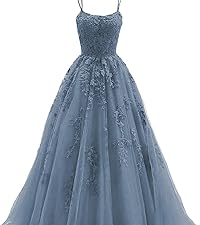 Chicbridal Tulle Prom Dresses 2024 Lace Appliques Ball Gowns Straps Long Evening Dresses for Women