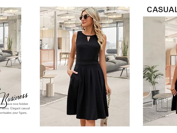 black fit and flare dresses for women