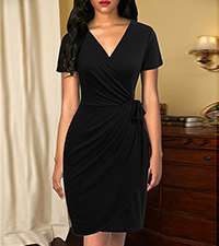 black wrap dress short sleeve summer dress v neck dress bodycon dress wrap dresses for women sheath