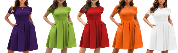 oxiuly Summer Dresses for Women 2024 Party Church Bridesmaid Graduation Dress with Pockets  