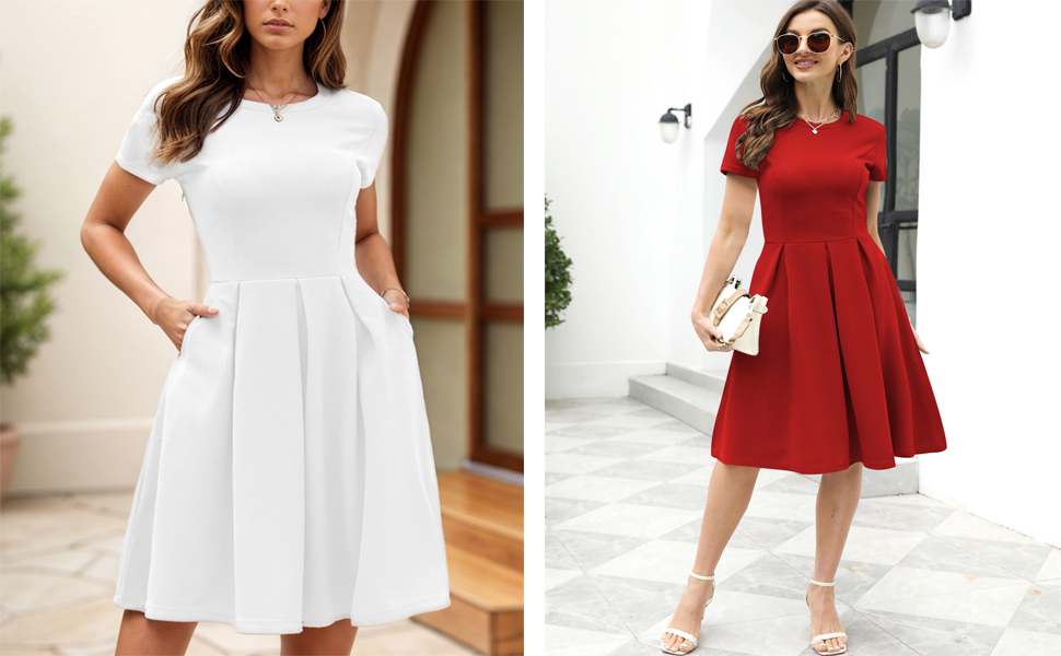 Cocktail Summer Wedding Guest Dresses Christmas Elegant Casual New Year Vintage Dress with Pockets 