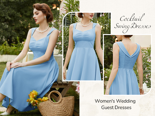 Light Blue 1950s Vintage Dresses for Women