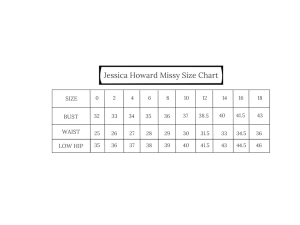 Jessica Howard Missy Size Chart