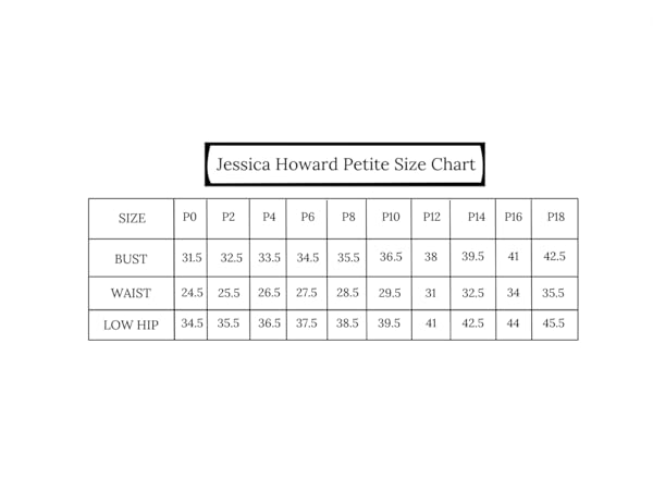 Jessica Howard Petite Size Chart