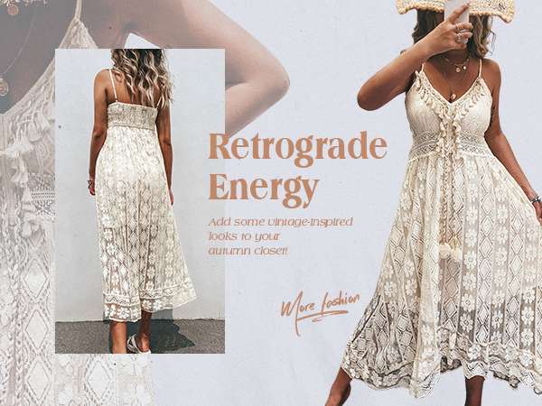 lace maxi dress sleeveless Boho adjustable straps white beach dress with tassel