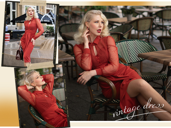 Women Vintage Mesh Long Sleeve Wrap Dress