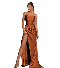 Burnt Orange Strapless Mermaid  Dress