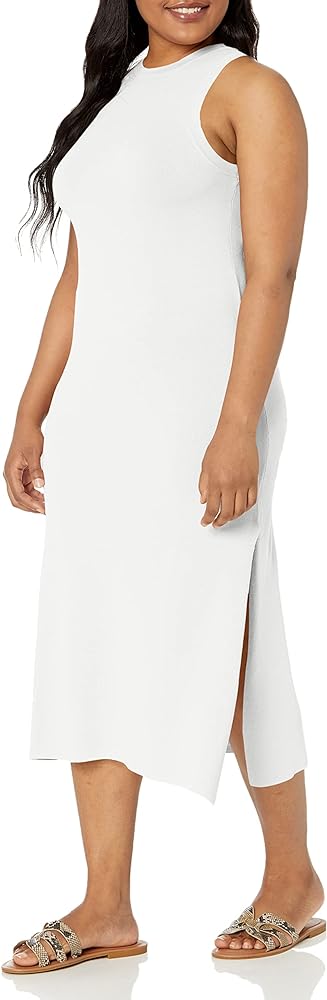 The Drop Women's Gabriela High Neck Cut-in A-line Side-Slit Maxi Sweater Dress