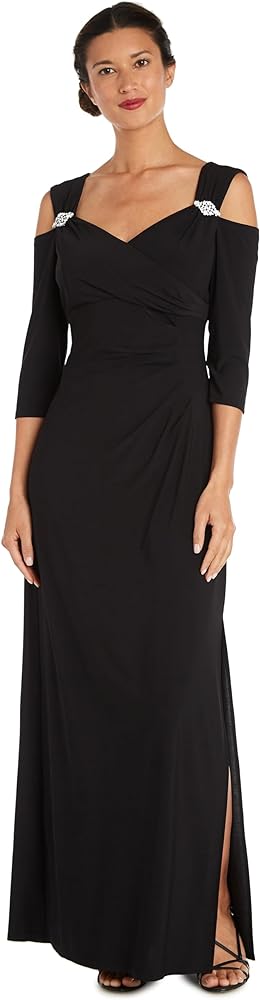 R&M Richards Women's Off The Shoulder Cutouts and Sweetheart Neckline Gown