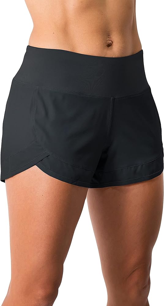 Tough Mode Womens 3" Lightweight Running WOD Volleyball Shorts Workout Mesh Liner Zip Pocket