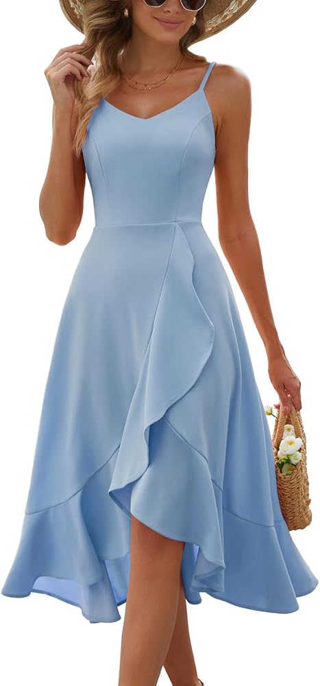 DRESSTELLS Women's Cocktail Dress, Formal Wedding Guest Dress, Ruffle Bridesmaid Dresses