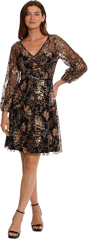 Maggy London Women's Holiday Sequin Dress Event Occasion Cocktail Party Guest of