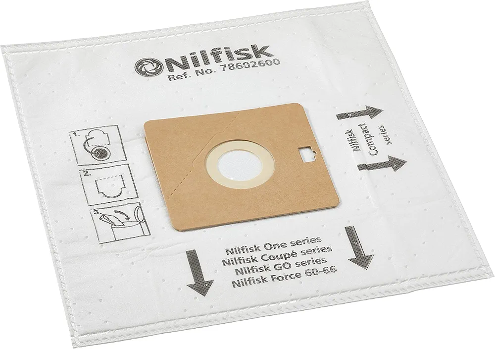 Nilfisk ALTO Coupe/Go and Compact Series Original Dust Bags and Pre-Motor Plus 1 Filter, White