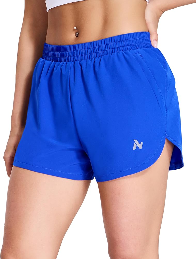 Women's 3inch Inseam Running Athletic Shorts with Mesh Liner Dry Fit Gym Workout Lined Shorts with Zipper Pocket