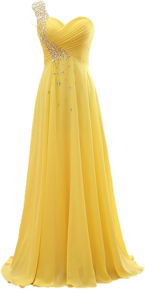 NOVIA Women's One Shoulder Chiffon Floor-Length Evening Formal Prom Dresses Long