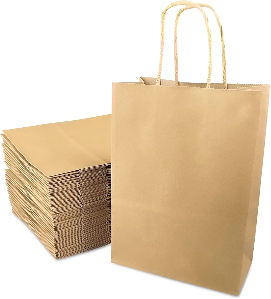 MAPOOR Avesteir 40 Pièces Sac Kraft 16 x 22 x 8 cm, Sac en Papier Kraft avec Poignée, Petit Sac Cadeau Kraft, Sachet Papier pour Shopping, Emballage, Vente au Détail, Mariage, Anniversaire, Noël