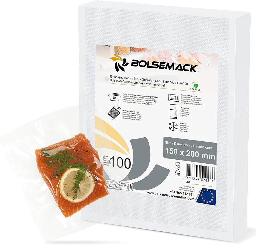 Vacuum Sealer Bags 6" x 8" (150 x 200 mm) 100 pcs. They are suitable for almost all domestic packaging sealers