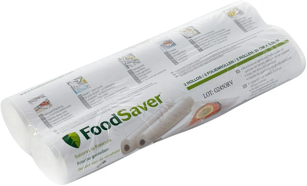 FoodSaver Reusable Vacuum Rolls | 28 cm x 5.5 m | Large BPA-Free Vacuum Sealer Rolls for Vacuum Sealer Machine | BPA Free | 2 x Vacuum Bag Rolls (FSR2802)