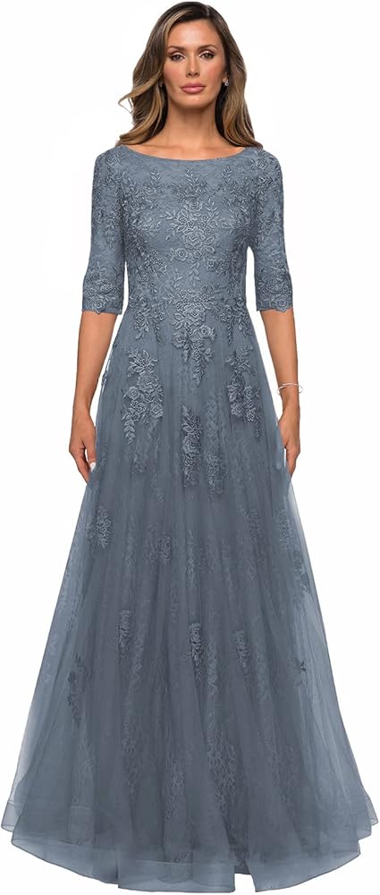 Clothfun Elegant Lace Mother of The Bride Dresses for Women Formal with Sleeves