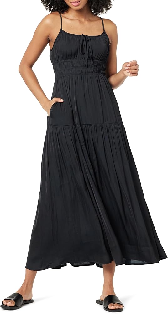 The Drop Women's Tavia Tie-Front Tiered Maxi Dress