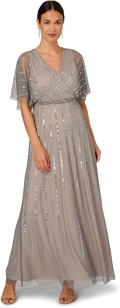 Adrianna Papell Women's Beaded Blouson Gown