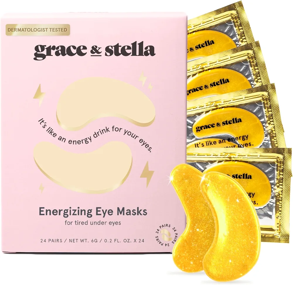 grace & stella Under Eye Mask (Gold, 24 Pairs) Reduce Dark Circles, Puffy Eyes, Undereye Bags, Wrinkles - Gel Under Eye Patches - Gifts for Women - Birthday Gifts for Women - Vegan Cruelty Free