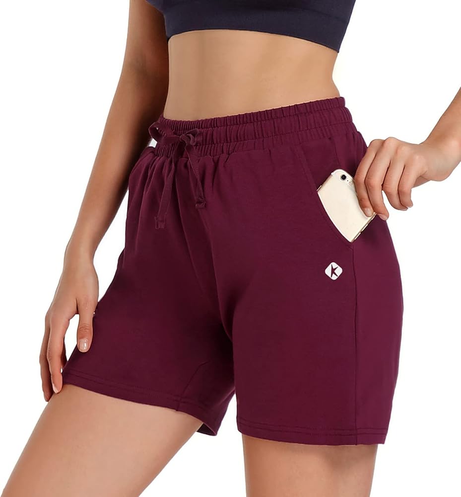 Women's Knit Cotton Bermuda Shorts with Deep Pockets for Women Lounge Walking Running Athletic