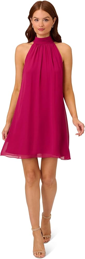 Adrianna Papell Women's Mockneck Chiffon Jersey Dress