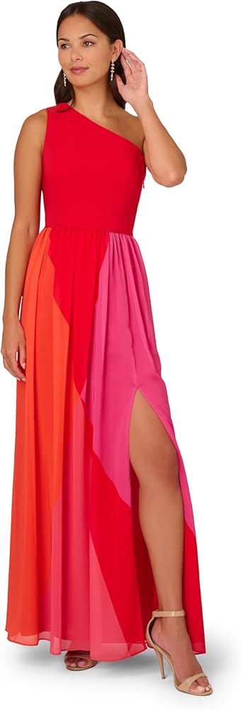 Adrianna Papell Women's Color Block Chiffon Dress