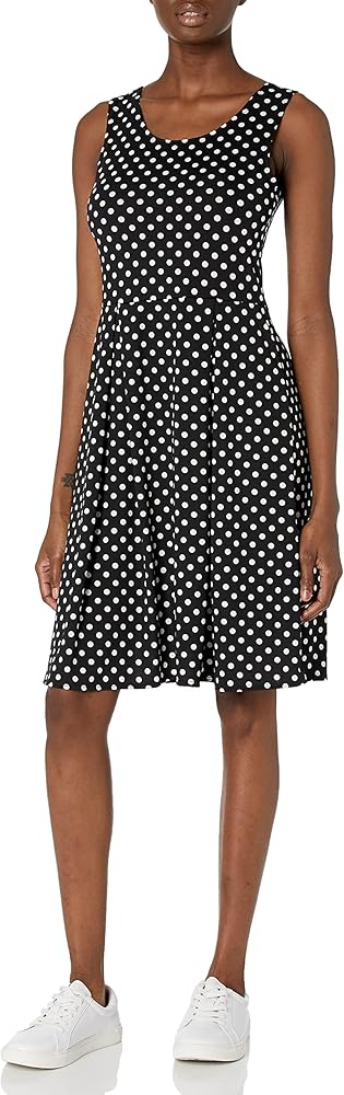 Star Vixen Women's Classic Str Ponte Knit Sleeveless Box-Pleat Fitnflare Dress